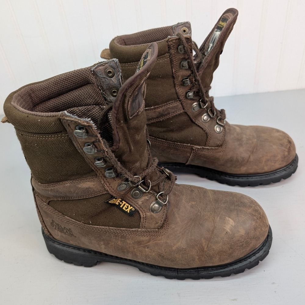 Field & Stream Leather Boots Men's Sz 8.5 Gore-Tex Thinsulate Hiking Vibram Sole